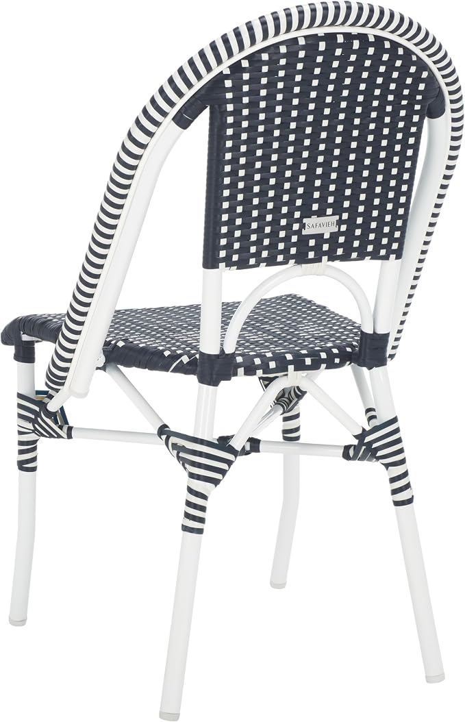 SAFAVIEH Outdoor Collection Torino Navy & White Parisian Bistro Chair Set of 2 - Image 9