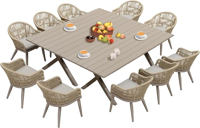 PURPLE LEAF 12 Pieces Patio Dining Set by PURPLELEAF