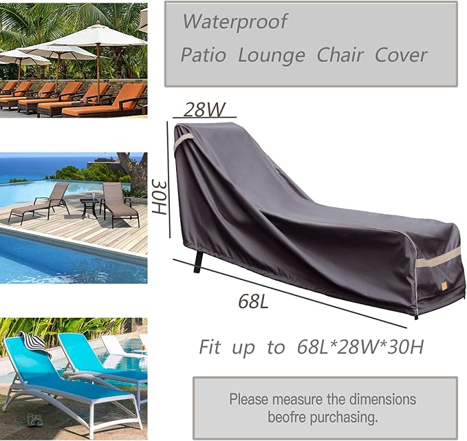 Patio Chaise Lounge Cover Waterproof, Heavy Duty Outdoor Lounge Chair Covers - Image 2