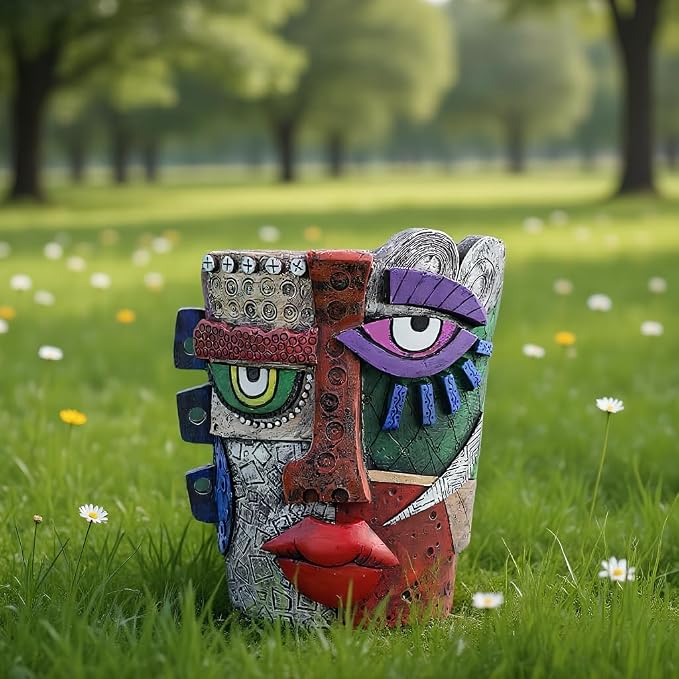 Picasso Abstract Face Flower Pot, Unique Resin Crafted Planter - Image 7