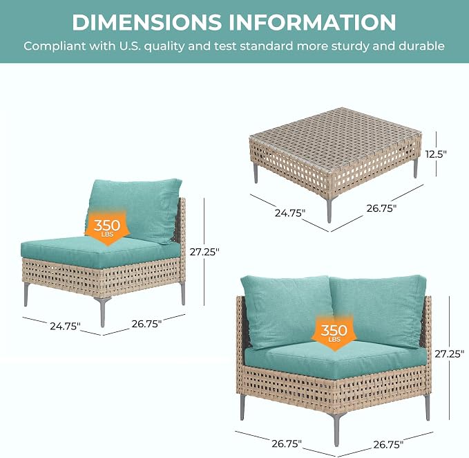 Grand patio 3-Piece Wicker Patio Furniture Set, Boho Outdoor Conversation Set - Image 5