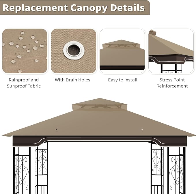 Replacement Gazebo Canopy for 10 x 12 Regency II Patio Gazebo Model L-GZ798PST - Image 4