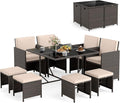Tangkula 9 Piece Patio Dining Set, Rattan Chairs by TANGKULA