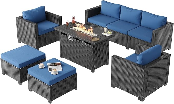 Aoxun Patio Furniture Set with Fire Pit Table, 6 Piece Outdoor Furniture Set - Image 9