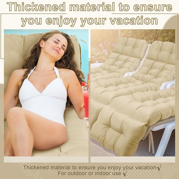 Outdoor Chaise Lounge Chair Cushion 72 x 22 x 4.21 Inches Thick Tufted Patio - Image 5