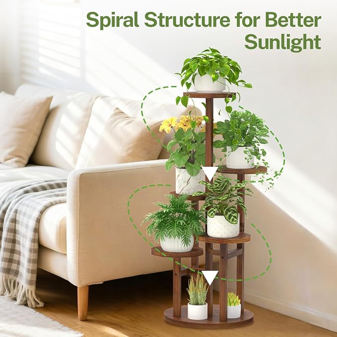 iDavosic.ly 5 Tier Plant Stand Indoor, Tiered Corner Wood Multiple Flower - Image 7