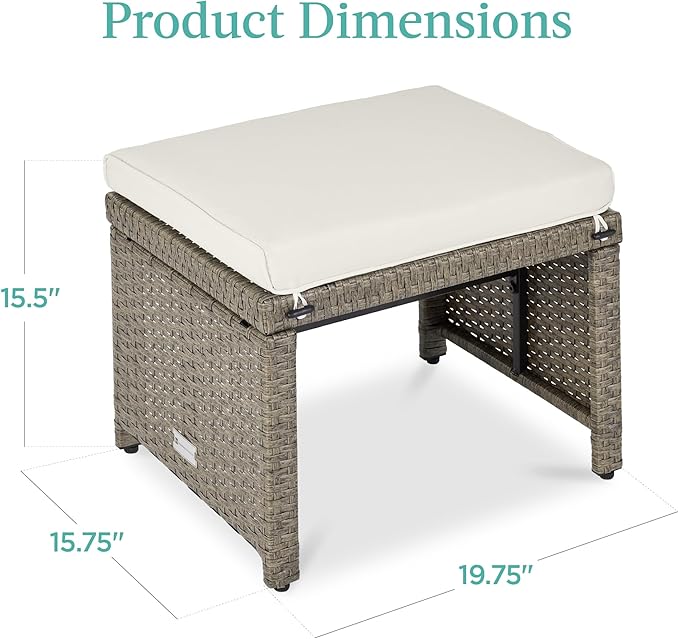 Best Choice Products Set of 2 Wicker Ottomans, Additional Seating, Side Table - Image 7