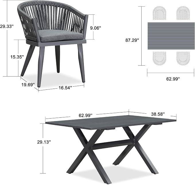PURPLE LEAF 5 Pieces Outdoor Dining Set - Image 9