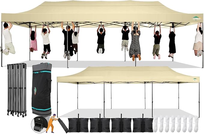 COBIZI 10x30 Pop Up Canopy Without Sidewall, Heavy Duty Canopy UPF 50+ All by COBIZI
