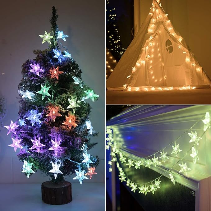 Minetom Star String Lights for Bedroom - 33 ft Plug-in Color Changing Star - Image 7