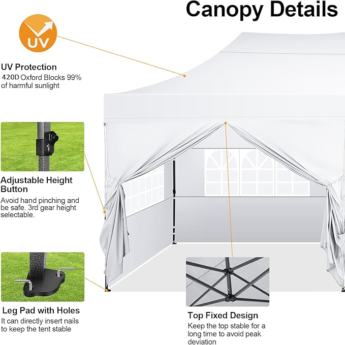 COBIZI 10x20 Pop Up Canopy Tent, 10x20 Canopy - Image 4