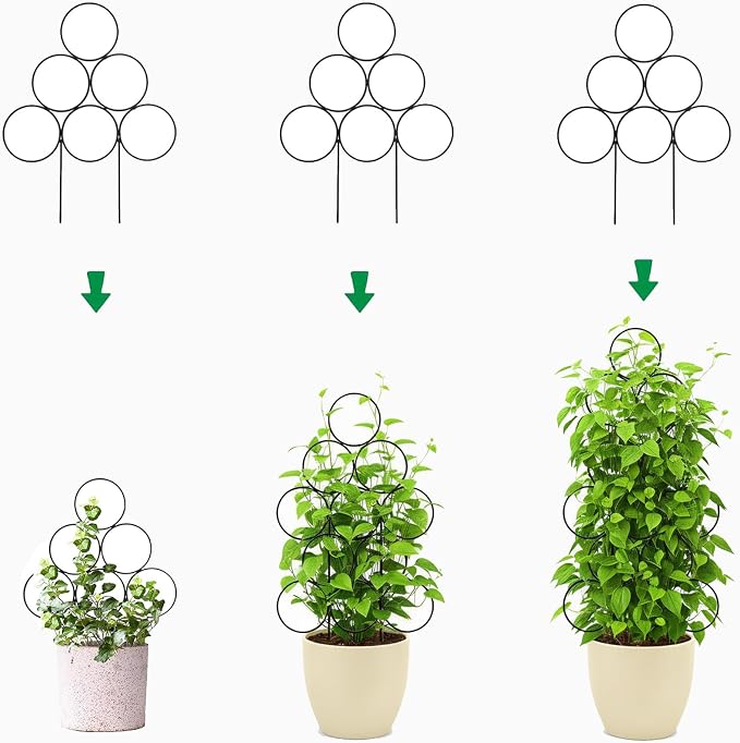 Plant Trellis for Climbing Plants Indoor Outdoor, Trlzey 3 Pack Stackable Metal by Trlzey