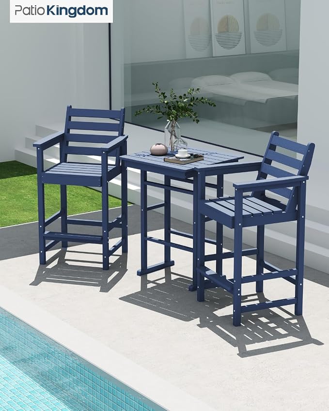 5-Piece Bar Height Adirondack Chairs and Table Set, Outdoor Patio Bar Set - Image 5