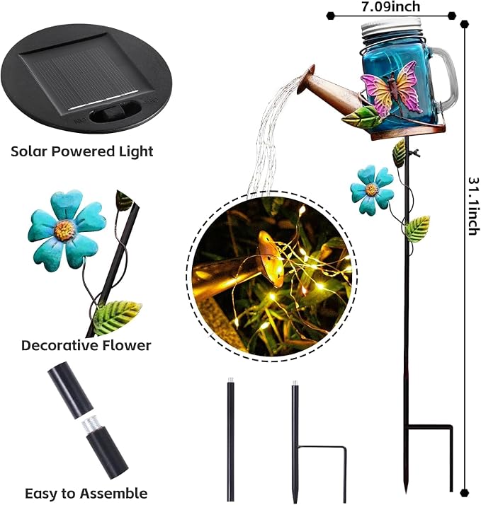 Solar Watering Can Light, Yard Outdoor Decor Lights, IP65 Waterproof, Hanging - Image 2