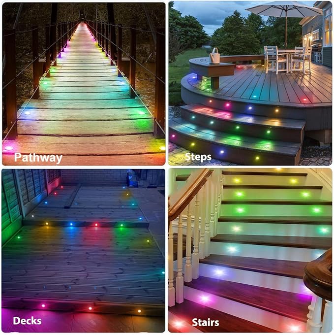LED Deck Lights Kit Multicolor, IP67 Waterproof 12V Step Lights Outdoor - Image 3