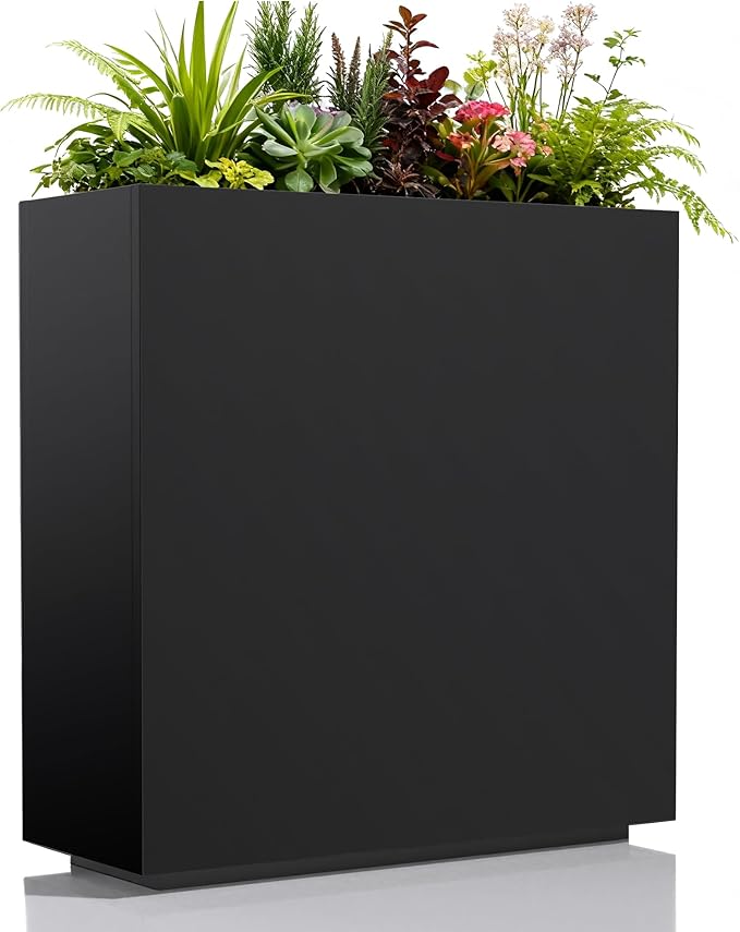 Worth 28" Galvanized Steel Planter Box, Outdoor Rectangular Tall Metal Planter by WORTH