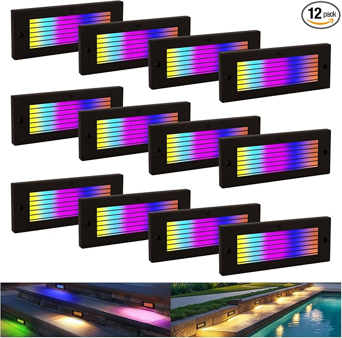 Outdoor Stair Lights, 5W 8.7" 12V LED RGB Color Changing Low Voltage Under Deck by ZestPatio