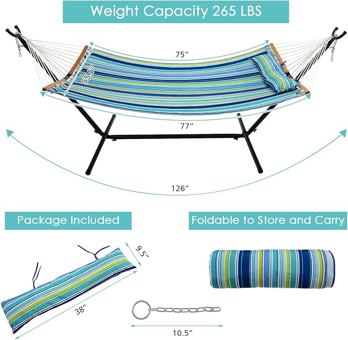 Tangkula 10.5FT Double Hammock, Heavy Duty Outdoor Hammock - Image 4