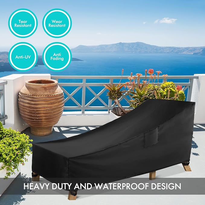 WLEAFJ Patio Chaise Lounge Cover Waterproof, Heavy Duty Outdoor Lounge Chair - Image 6