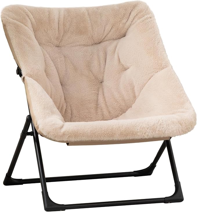 HollyHOME X-Large Saucer Chair, Comfy Oversized Folding Chair, Faux-Fur Reading by HollyHOME
