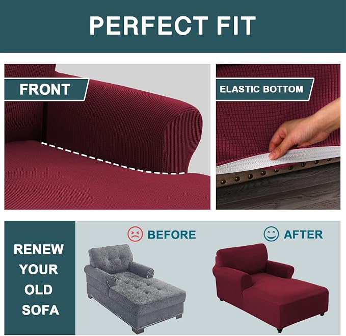 FantasDecor Chaise Lounge Cover Stretch Chair Lattice Slipcover - Image 6