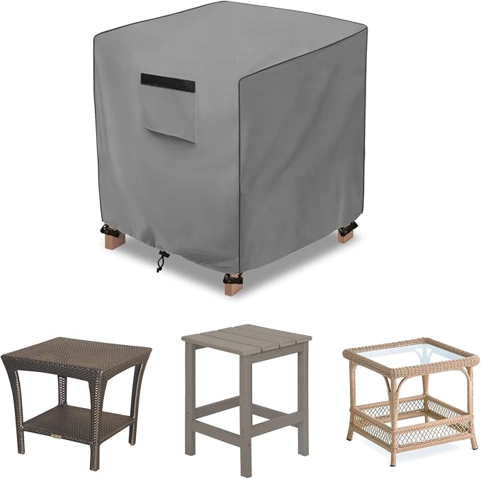 okcool Patio Wicker Side Table Cover, Waterproof Square Patio Small Side Table by Okcool