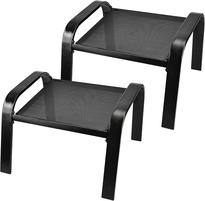 Outdoor Footstools All Weather Ottomans Solid Steel Frame Footrest Seat Side by Deguifei