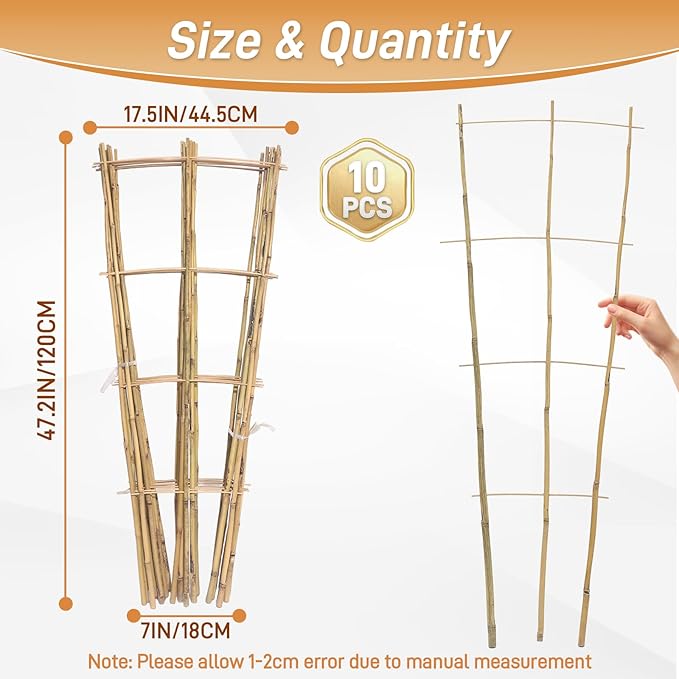 10 Pack 4ft Bamboo Trellis for Climbing Plants - Image 2