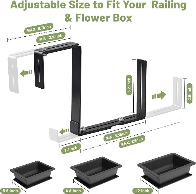 4 Pack Window Box Brackets, No Drill Adjustable Planter Box Brackets, Heavy - Image 6