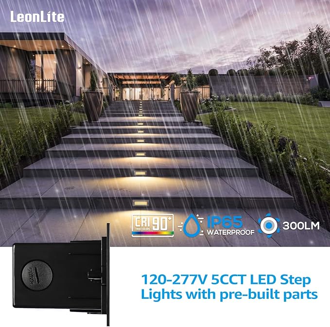 LEONLITE Update 5CCT LED Step Lights 120-277V, Dimmable 4.5W 300LM Anti-Glare - Image 2