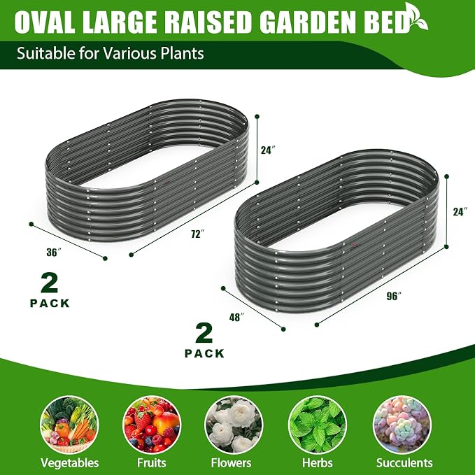 A ANLEOLIFE 4-Pack 6X3X2ft & 8X4X2ft Deep Root Galvanized Raised Garden Beds - Image 2