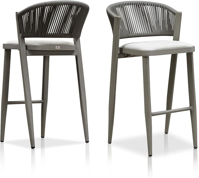 PURPLE LEAF Set of 2 Bar Stools Outdoor Barstools by PURPLELEAF