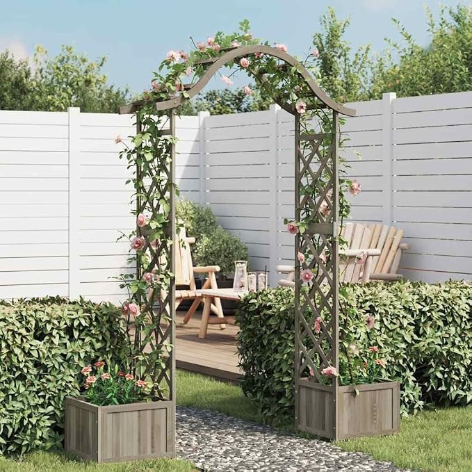 vidaXL Garden Pergola with Planter, Weather Resistant, Decorative Outdoor - Image 2