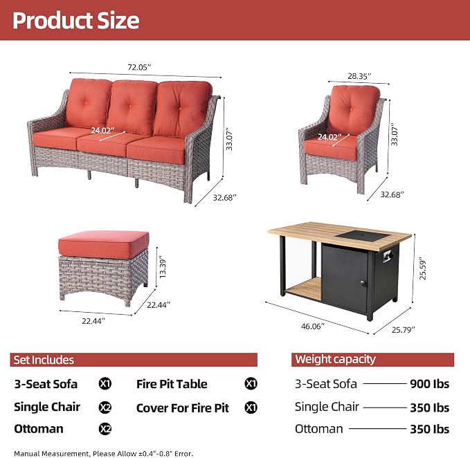 HOOOWOOO 6 Piece Patio Furniture Sets - Image 7