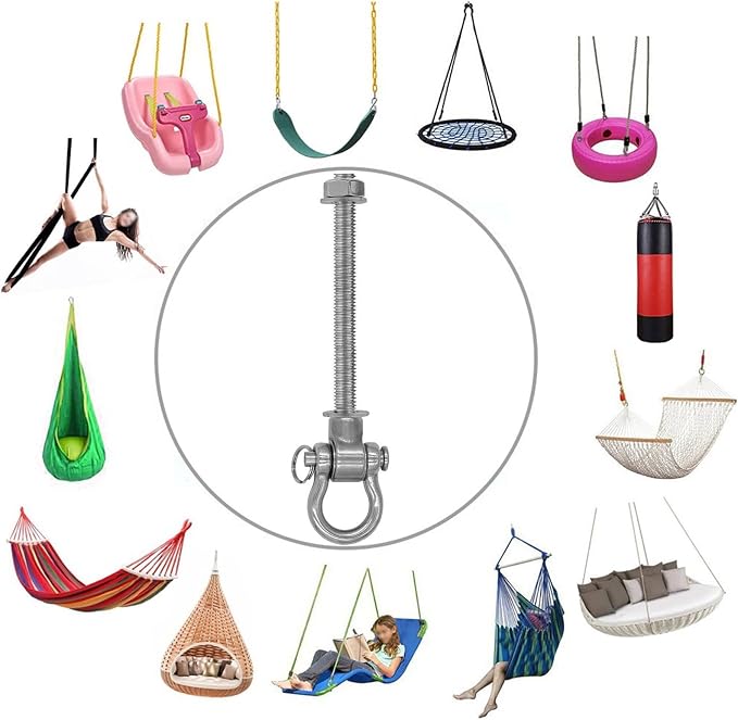 Set of 6 Permanent AntiRust Heavy Duty Swing Hangers 180° Bearing Swing 1500 LB - Image 2