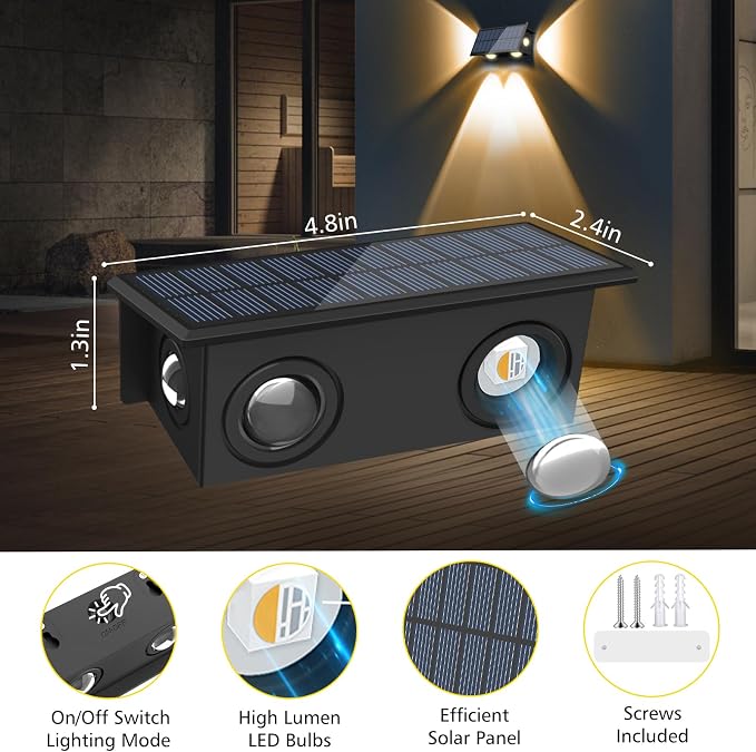 T-SUN Solar Fence Lights, 6 Pack Fence Lights Solar Powered 3000K Warm White - Image 7