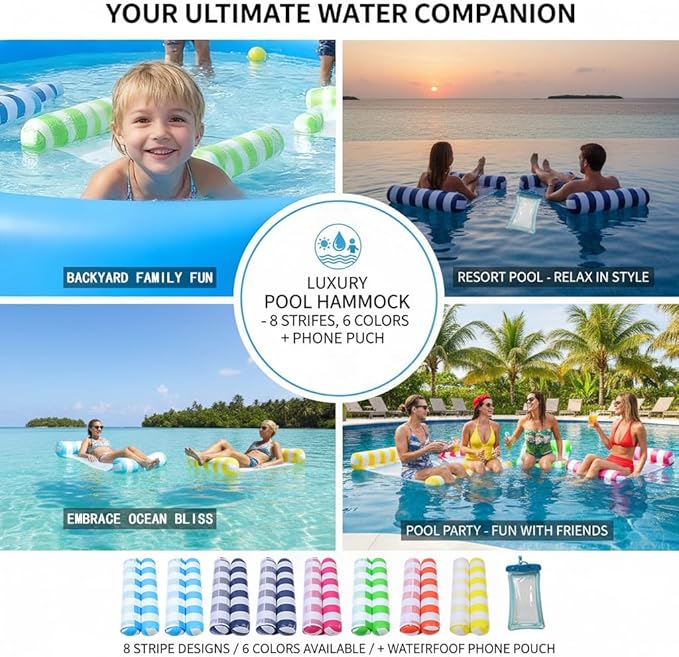 3/5/8 Pack Pool Hammock Upgrated Water Pool Floats, 4-in-1 Multi-Purpose Water - Image 5