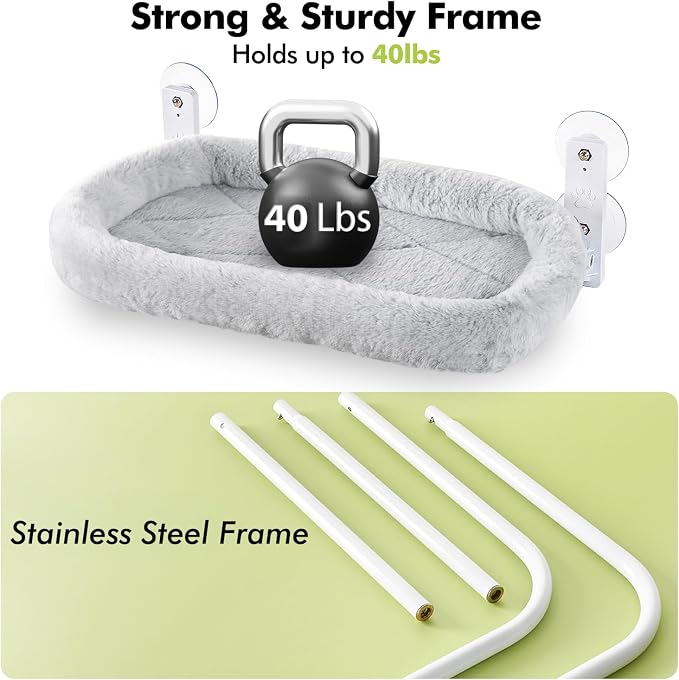 AMOSIJOY Cordless Cat Window Perch, Cat Hammock - Image 6