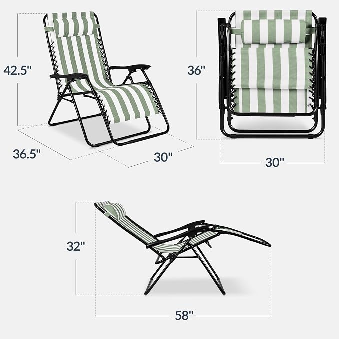 Best Choice Products Set of 2 Extra Wide Adjustable Steel Mesh Zero Gravity - Image 3