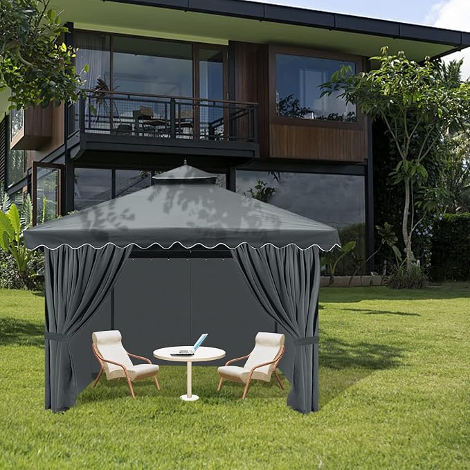 Gazebo Universal Replacement Privacy Curtain, 4-Panels Sidewall Curtains - Image 7