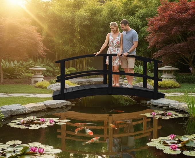 8 FT Black Amish Made Garden Bridge - Image 4
