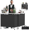 VINGLI 39" Portable Bar Table, 3-Tier Shelves, Mobile Bar Table by VINGLI