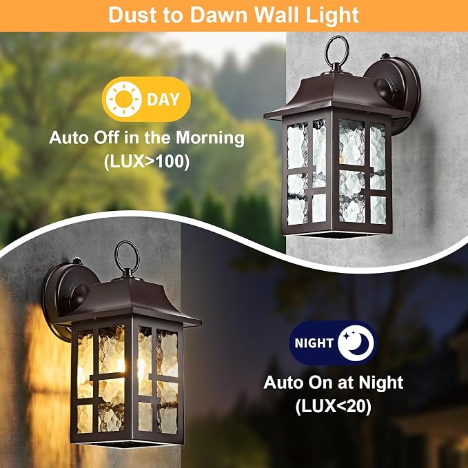 OKELI 2-Pack Dusk to Dawn Exterior Lighting Fixture, Farmhouse Outdoor Wall - Image 5