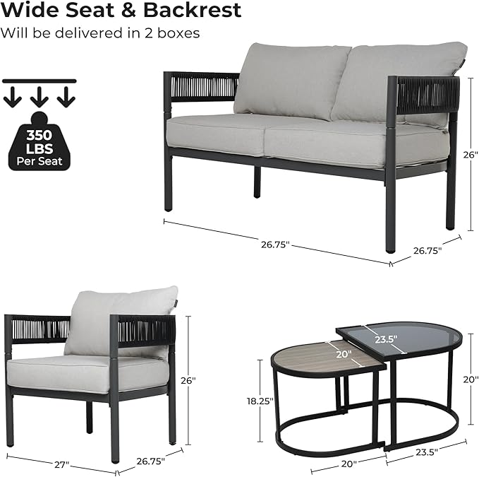 Grand patio 5-Piece Outdoor Furniture Set, 4 Seats Wicker Sofa Conversation Set - Image 2