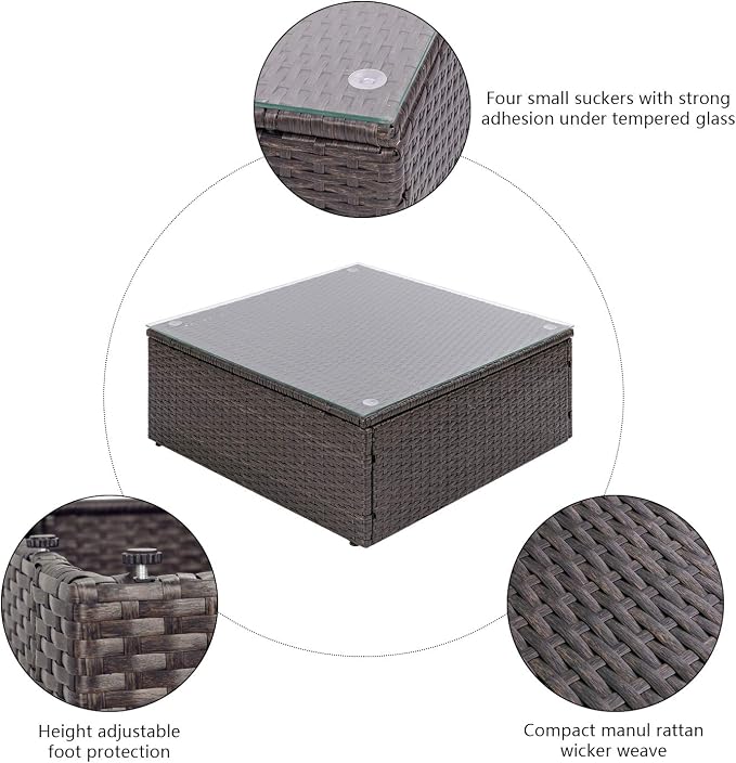 Devoko 9 Pieces Outdoor Sectional Sofa All-Weather Patio Furniture Sets Manual - Image 4
