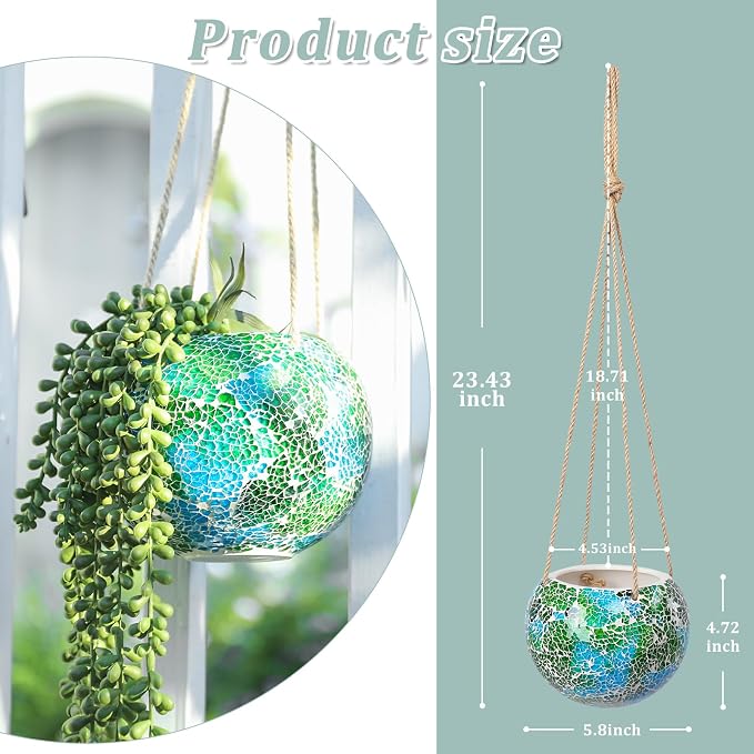 Hanging Planter Mosaic Garden Pot Small Flower Pot - Image 2