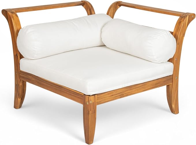 6 Piece Acacia Wood Patio Sofa Set, Outdoor Modular Sectional Garden Furniture - Image 5