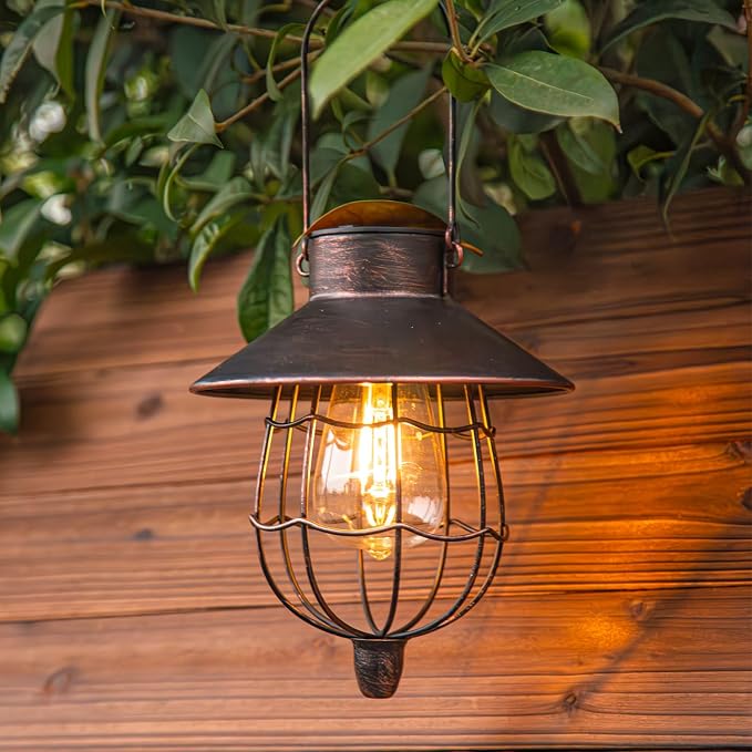 YAKii 2 Pack Solar Lantern Hanging Waterproof Outdoor Metal Solar Lamp - Image 3