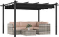 Outsunny 10' x 13' Retractable Pergola Canopy, Wood Grain Aluminum Pergola by Outsunny