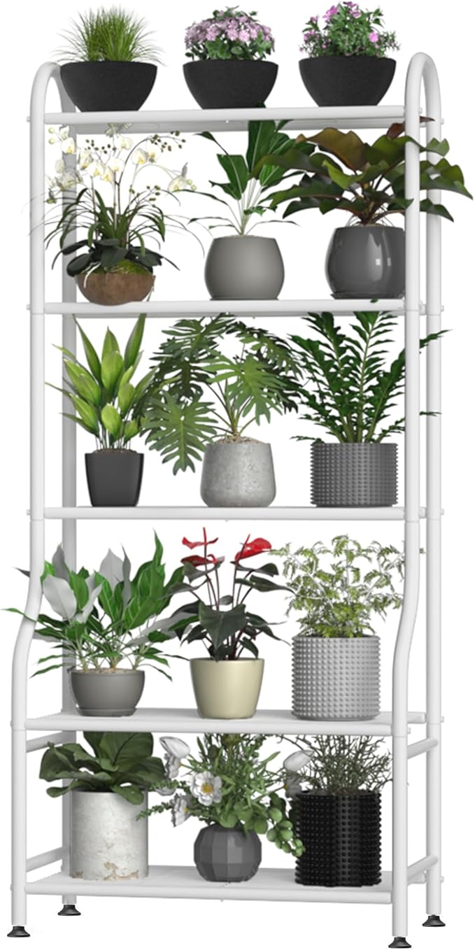 5-Tier Metal Plant Stand Indoor Outdoor, Waterproof Flower Stand by Yutrchey